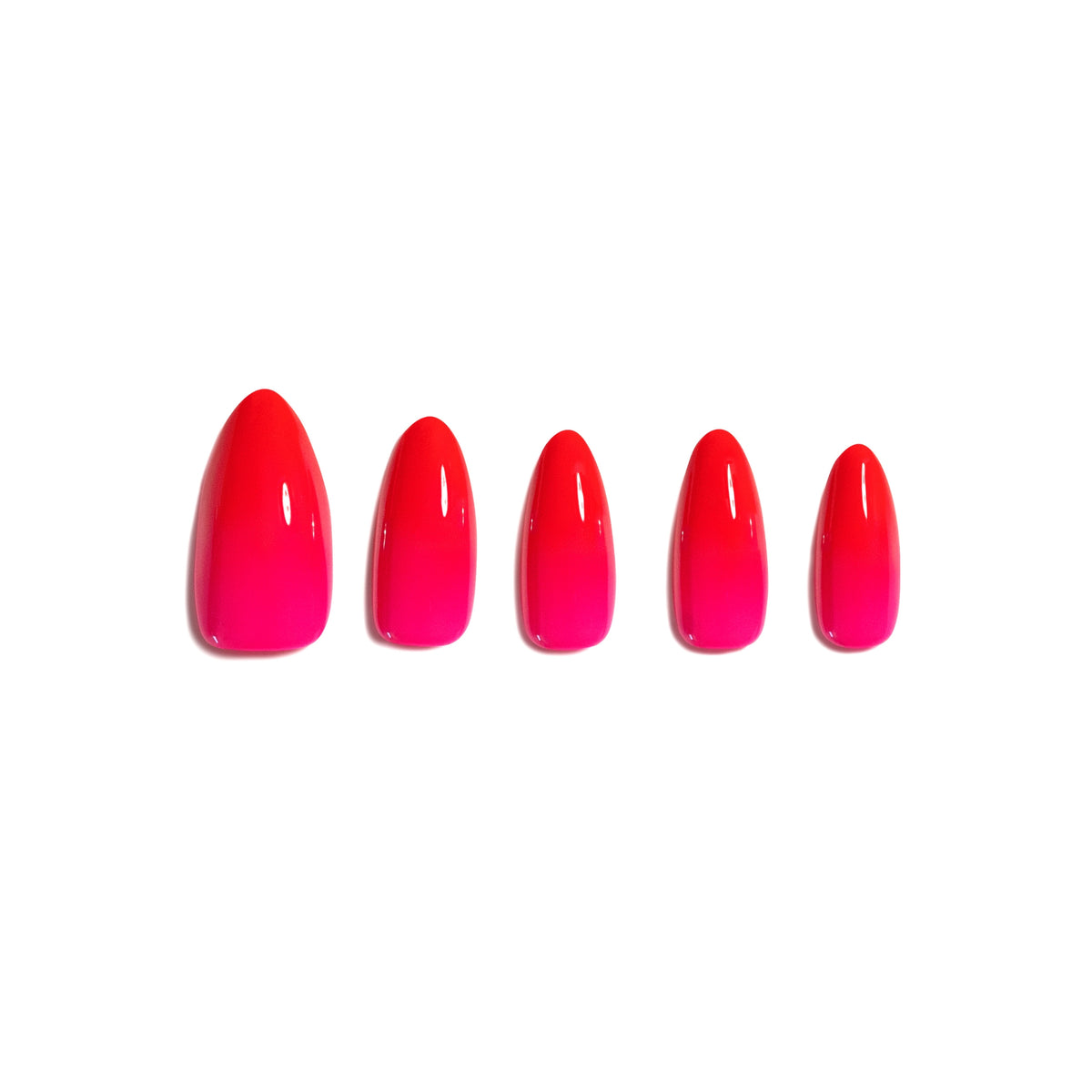 No Chill — Red Pink Gradient Almond Press-On Nails