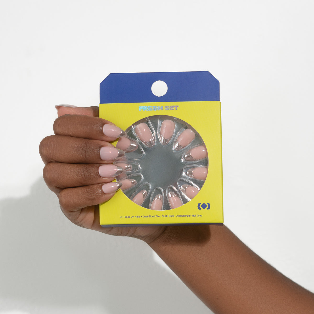 Life of the Party — Chrome French Almond Press-On Nails