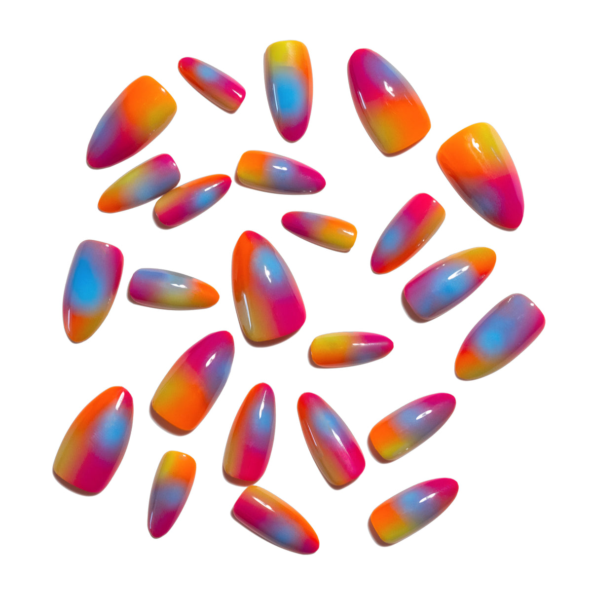 Miami Sunset — Tropical Gradient Almond Press-On Nails