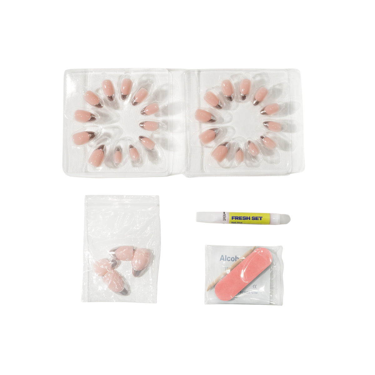 Life of the Party — Chrome French Almond Press-On Nails
