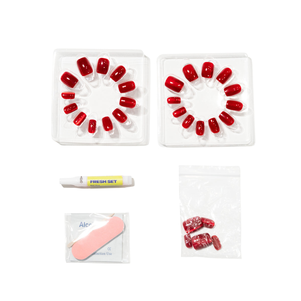 Ruby Rare — Classic Red Square Press-On Nails