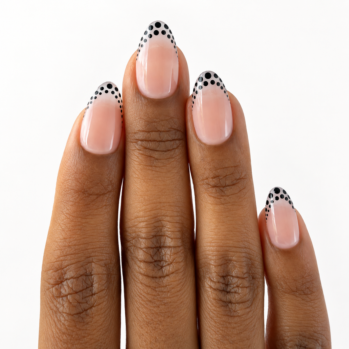 Dainty Dots Fresh Set Studio press-on nails on hand