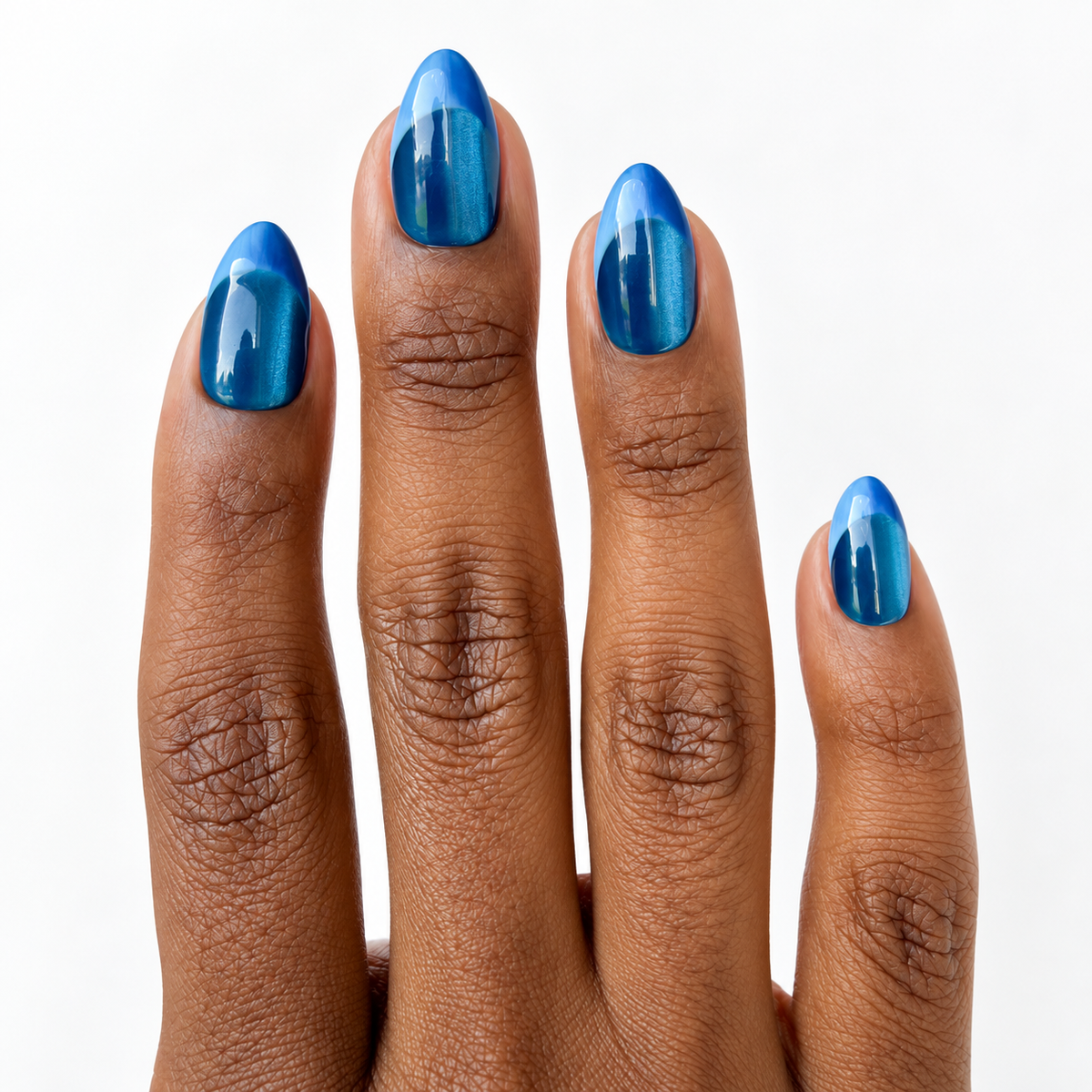 Blue Velvet Fresh Set Studio press-on nails on hand