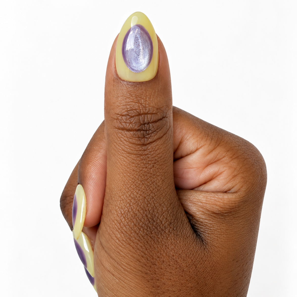 Lavender Lemonade Fresh Set Studio press-on nails on hand