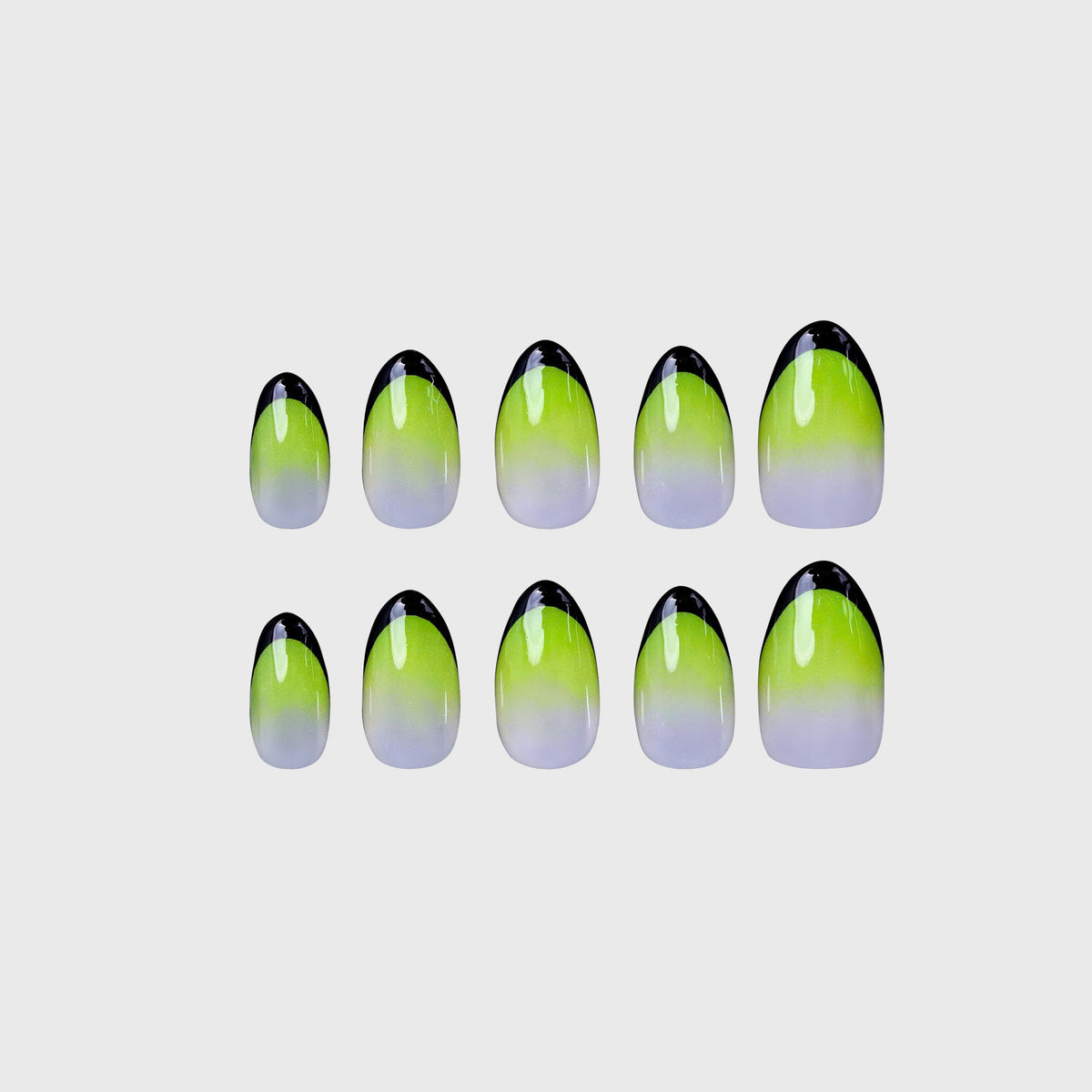 Matcha Noir Fresh Set Studio press-on nails, full set laid flat