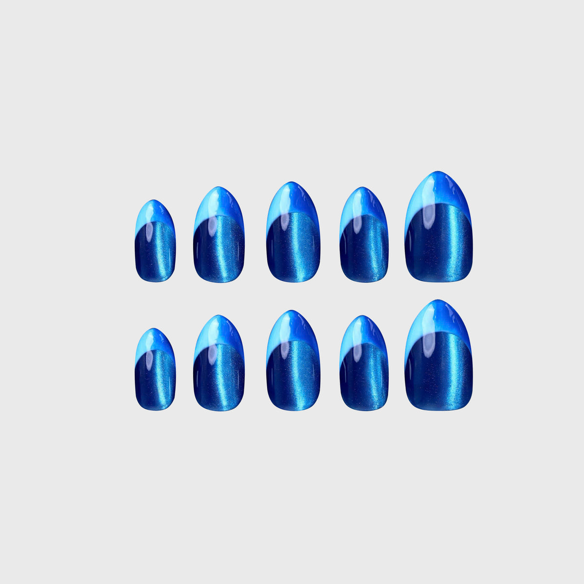 Blue Velvet Fresh Set Studio press-on nails, full set laid flat
