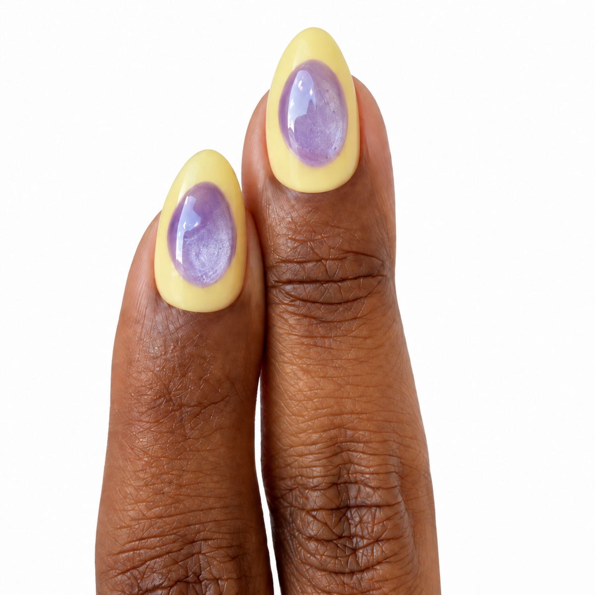 Lavender Lemonade Fresh Set Studio press-on nails on hand