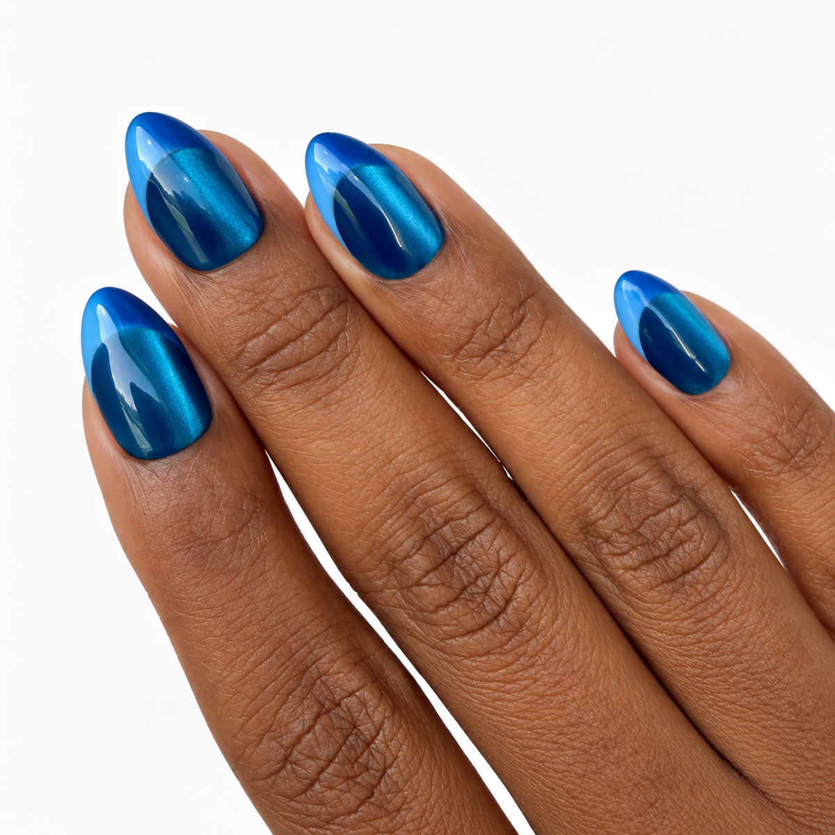 Blue Velvet Fresh Set Studio press-on nails on hand