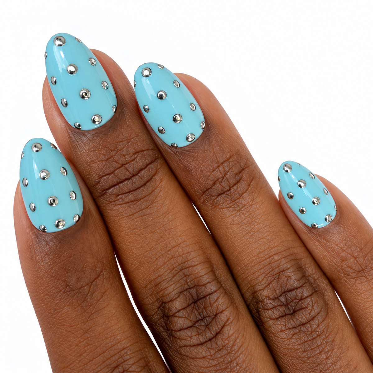 Something Blue Fresh Set Studio press-on nails on hand