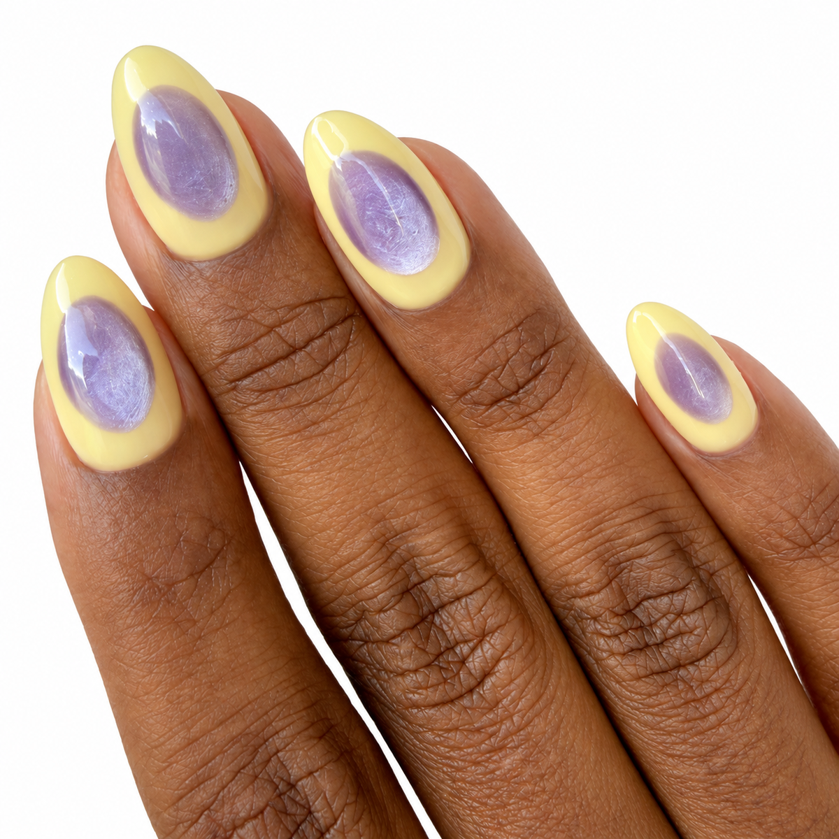 Lavender Lemonade Fresh Set Studio press-on nails on hand
