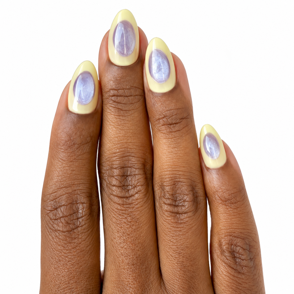 Lavender Lemonade Fresh Set Studio press-on nails on hand