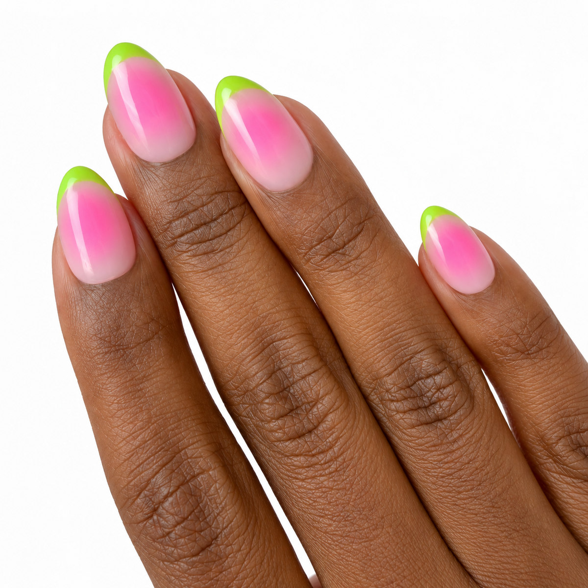 Strawberry Kiwi Fresh Set Studio press-on nails on hand