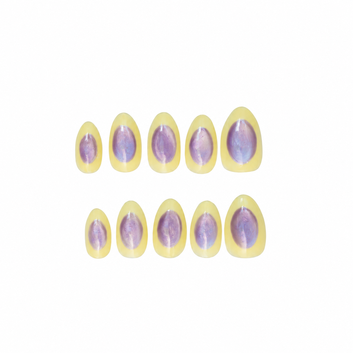 Lavender Lemonade Fresh Set Studio press-on nails, full set laid flat