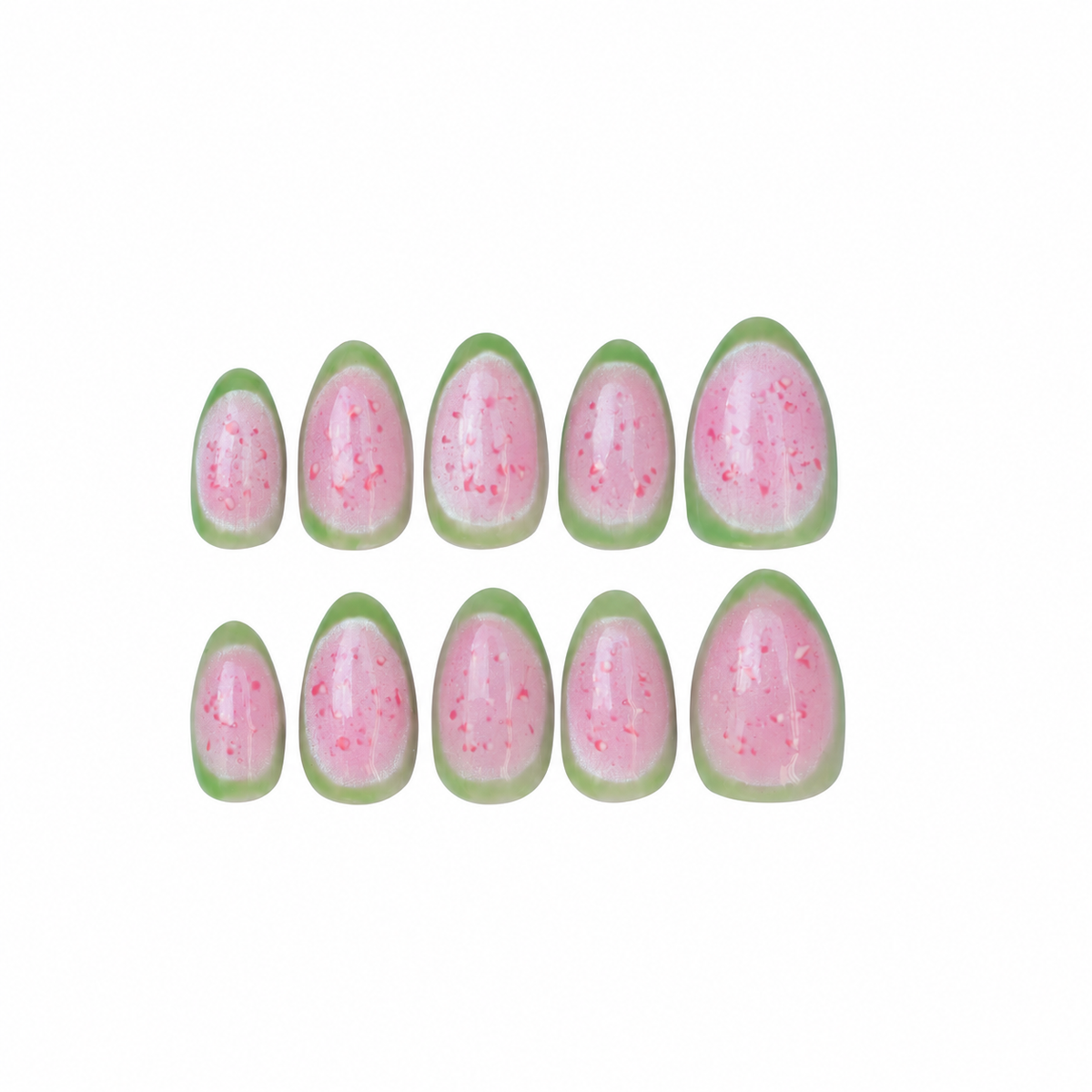 Baby Guava Fresh Set Studio press-on nails, full set laid flat