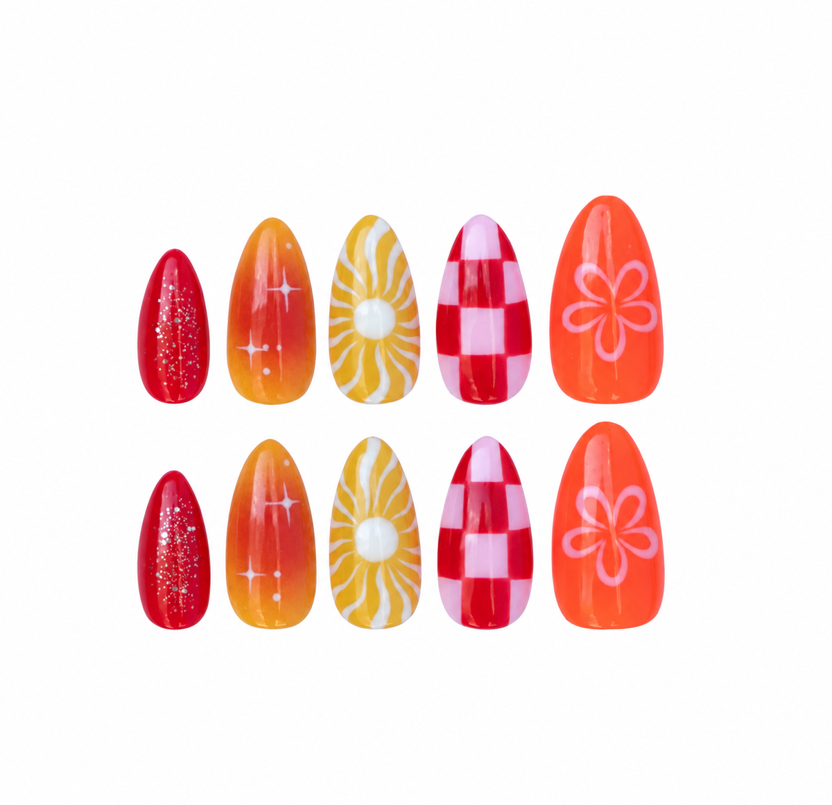 Good Time Fresh Set Studio press-on nails, full set laid flat