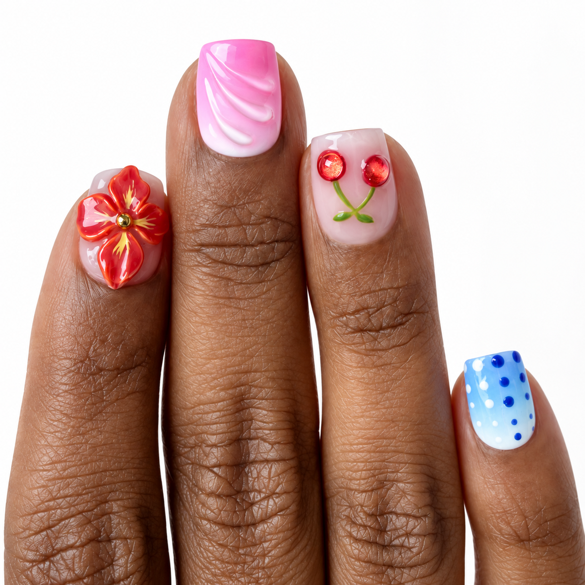 Rum Punch Fresh Set Studio press-on nails on hand