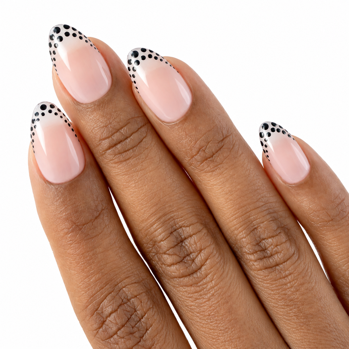 Dainty Dots Fresh Set Studio press-on nails on hand