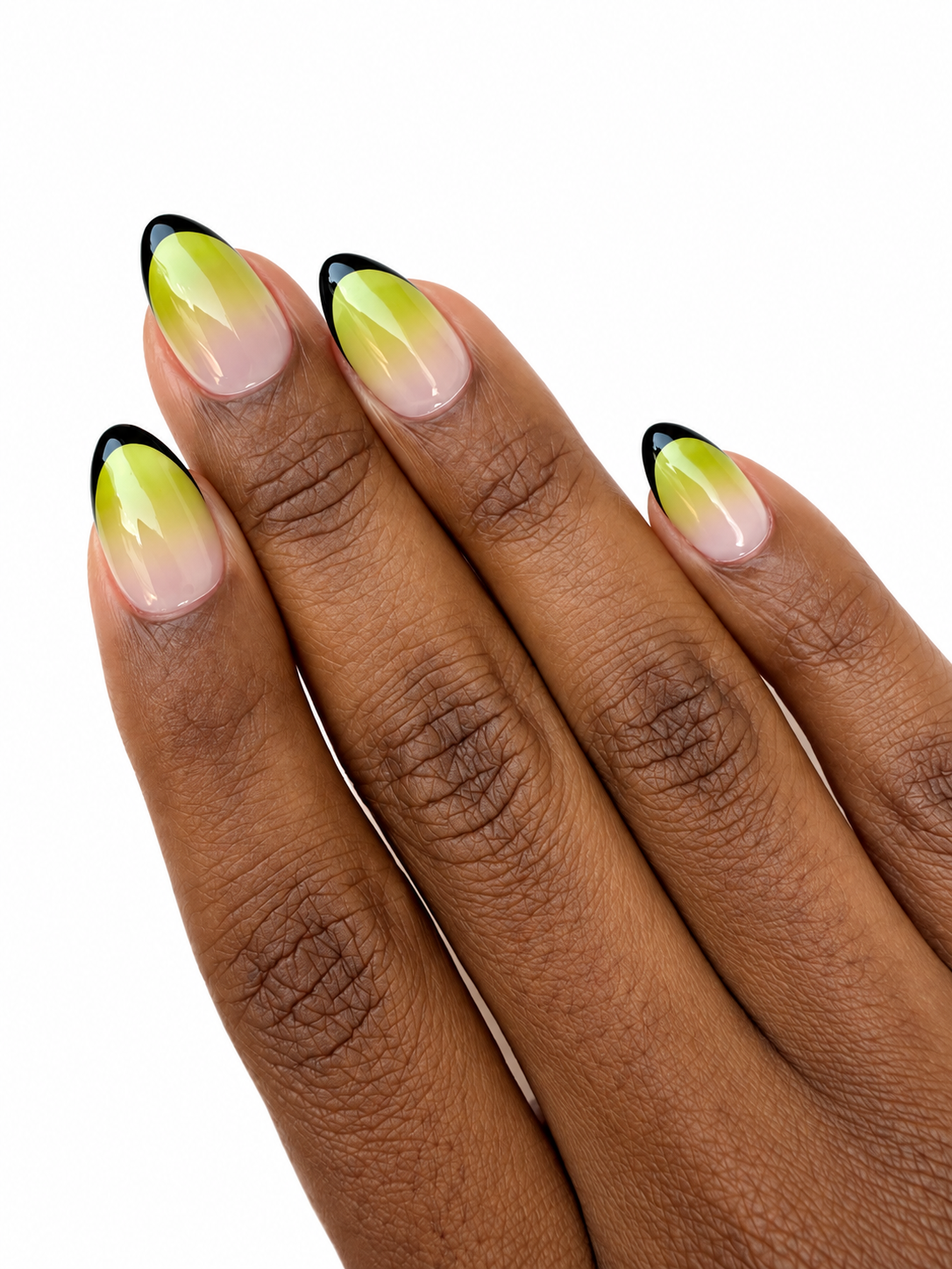 Matcha Noir Fresh Set Studio press-on nails on hand