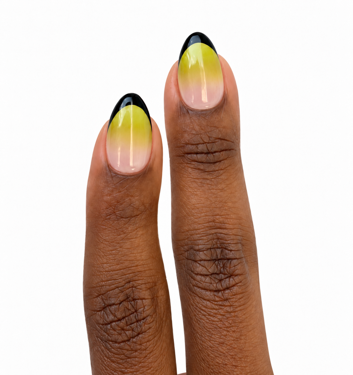 Matcha Noir Fresh Set Studio press-on nails on hand
