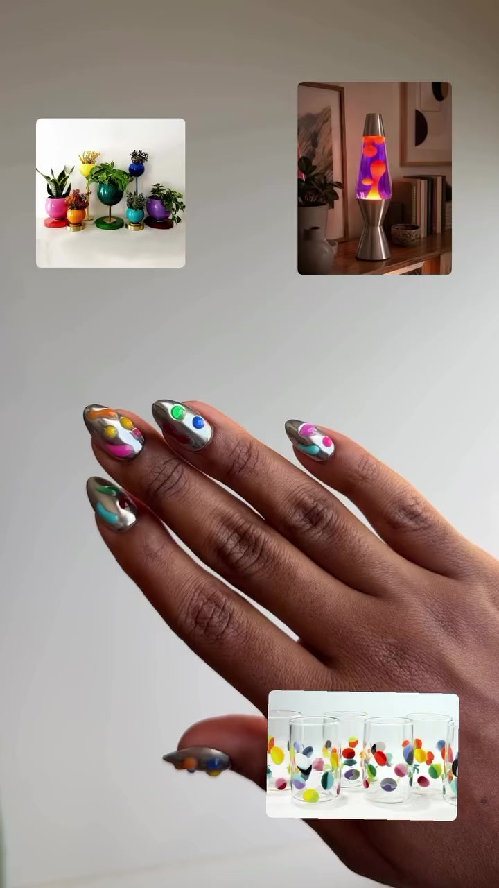 Lava Lamp press-on nails in motion