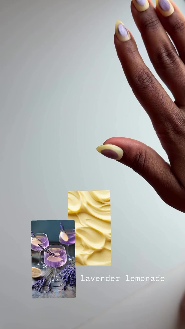Lavender Lemonade press-on nails in motion